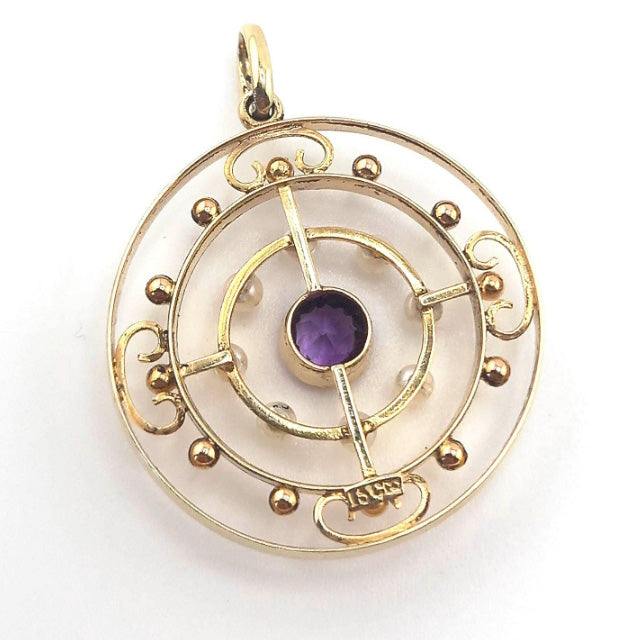 Vintage Amethyst & Seed Pearl Pendant
