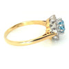 Vintage 18ct Gold Blue Zircon & Diamond Cluster Ring