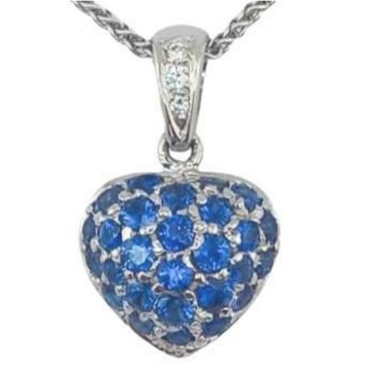 Pre-owned 18ct White-Gold Sapphire & Diamond Necklace