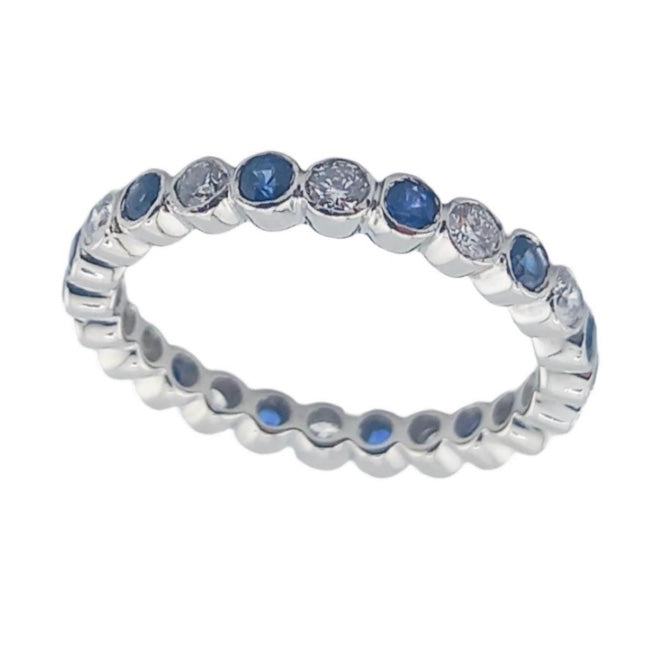 Pre-owned Sapphire & Diamond Full Etenrity Ring