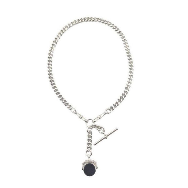 Vintage Silver Pocketwatch Chain with Swivel Fob