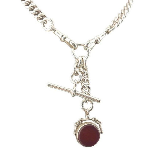Vintage Silver Pocketwatch Chain with Swivel Fob