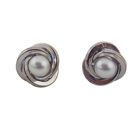 Pre-owned 9ct White-Gold Pearl Stud Earrings