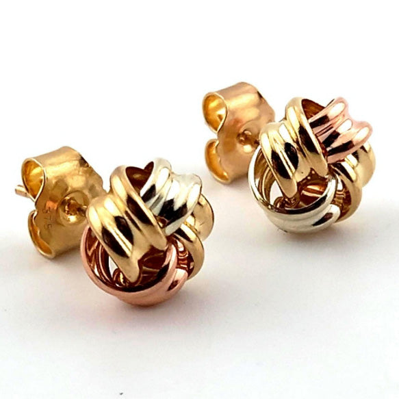 Pre-owned 9ct Gold 3 Colour Stud Earrings