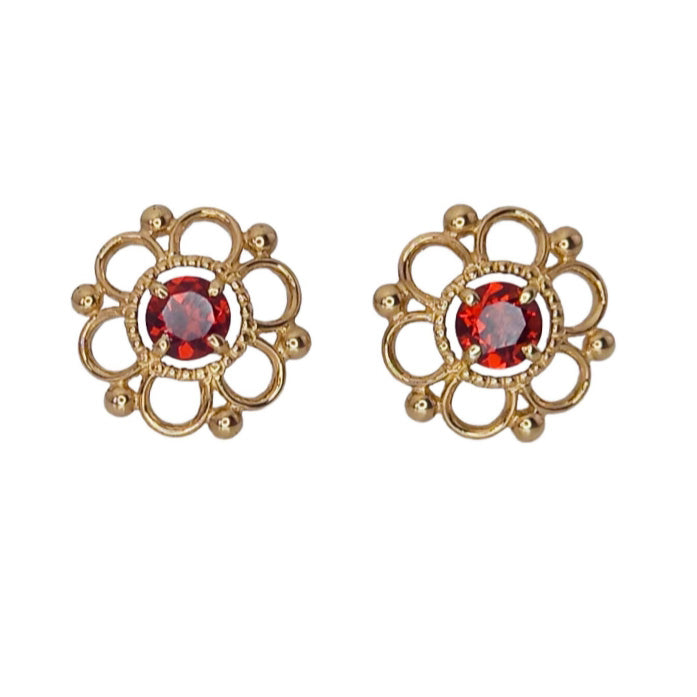 Vintage 9ct Gold Garnet Stud Earrings