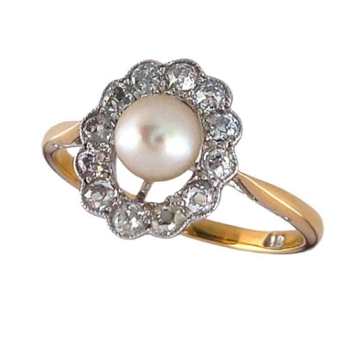 Vintage Pearl & Diamond Ring
