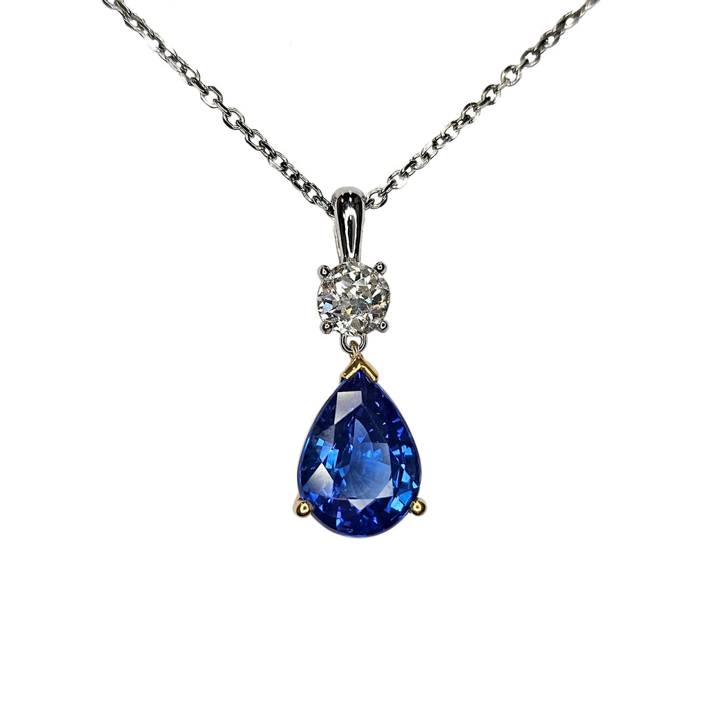 Pre-Owned Sapphire & Old Cut Diamond Pendant