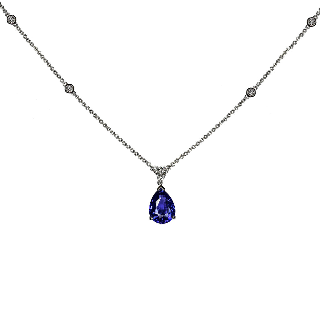 Platinum Tanzantie & Diamond Necklace