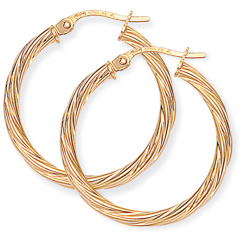 9ct Gold Twisted Hoop Earrings