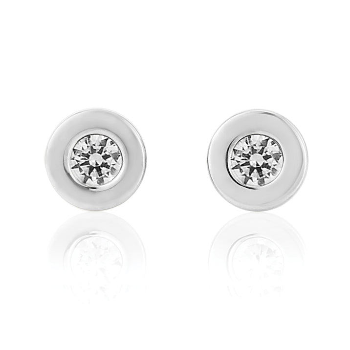 9ct White Stone Set Earrings