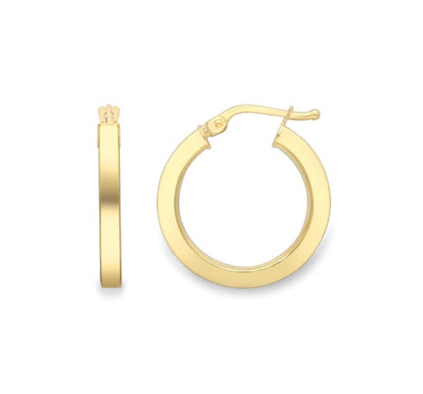 9ct Gold Square Tube Hoop Earrings