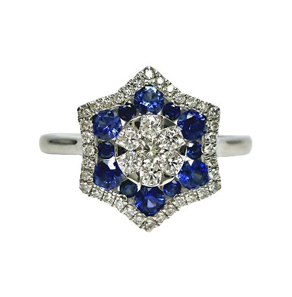 18ct White Gold Sapphire & Diamond Ring