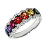 18ct White Gold Rainbow Sapphire & Diamond Ring