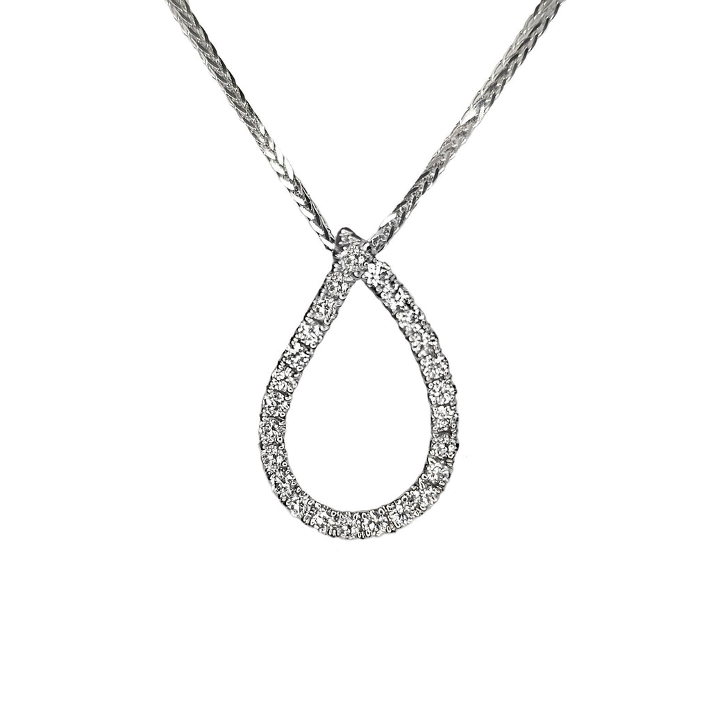 18ct White Gold Diamond Pear Pendant