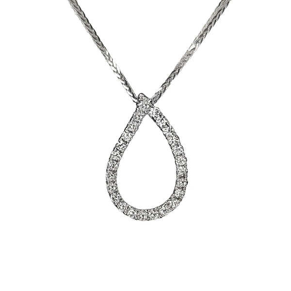 18ct White Gold Diamond Pear Pendant