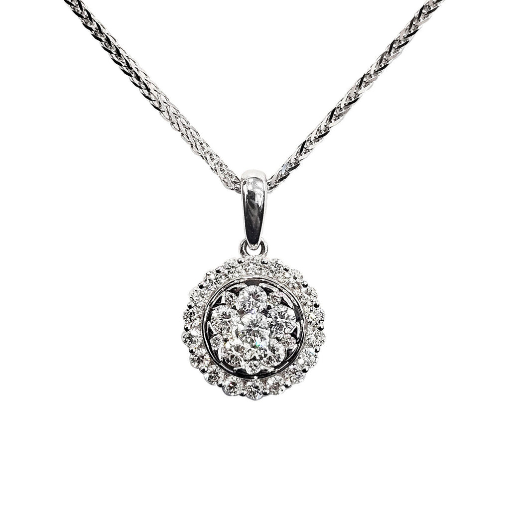 18ct White Gold Diamond Cluster Pendant