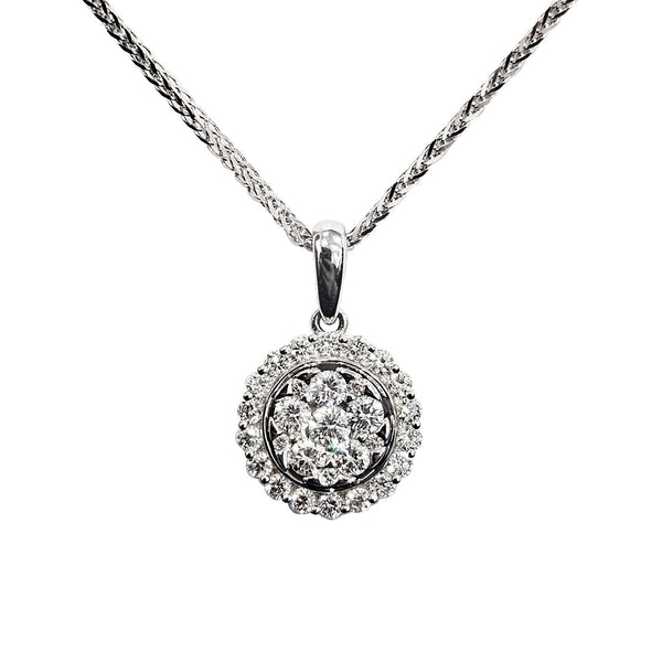 18ct White Gold Diamond Cluster Pendant