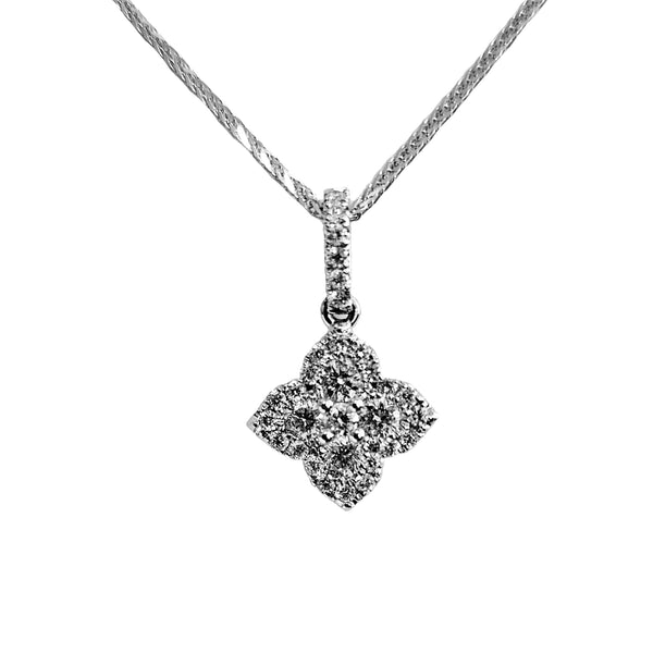 18ct White Gold Diamond Cluster Pendant