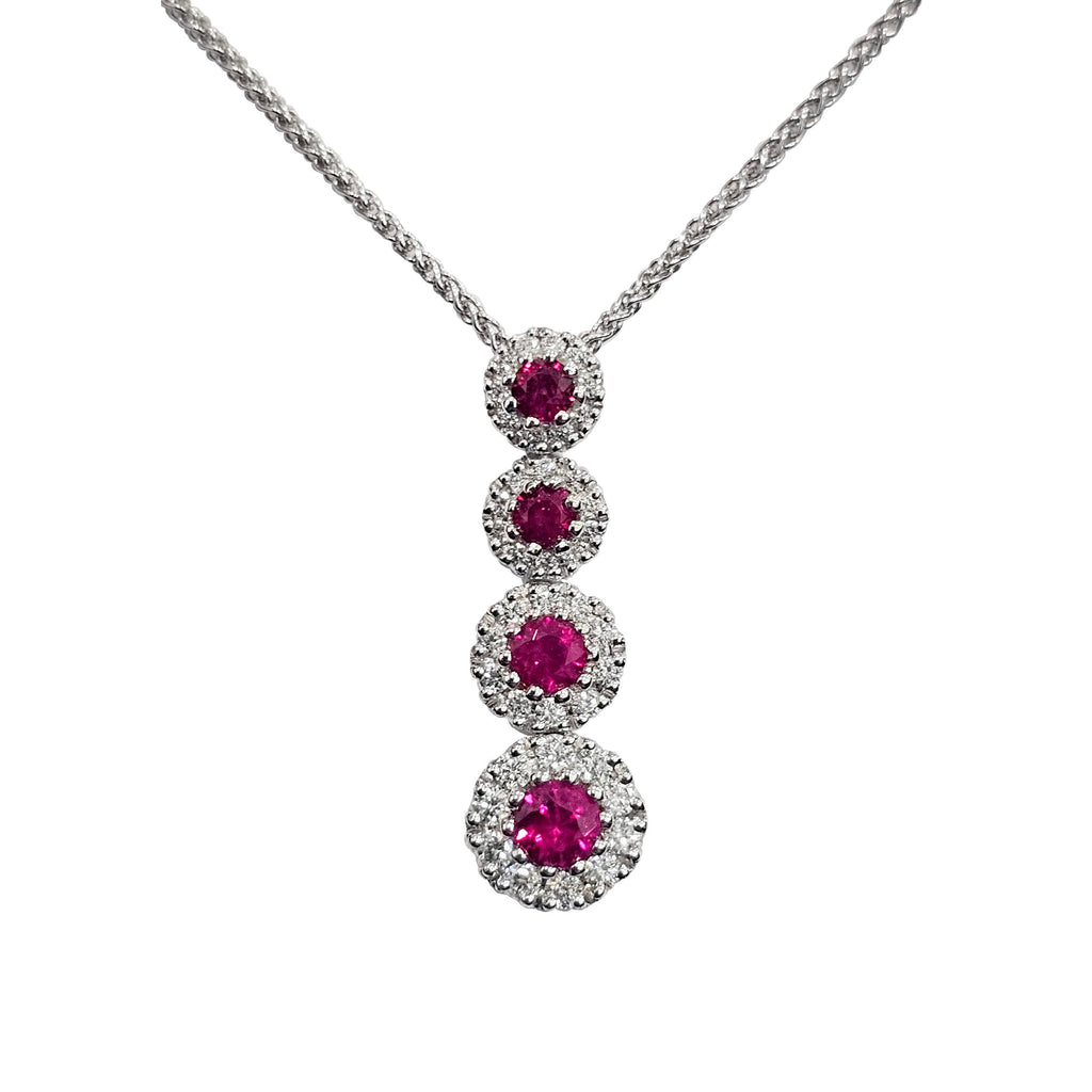 18ct White Gold Ruby & Diamond Pendant