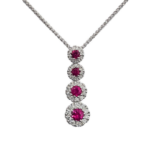 18ct White Gold Ruby & Diamond Pendant