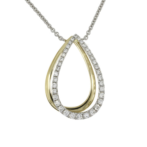 18ct White Gold Diamond Teardrop Pendant