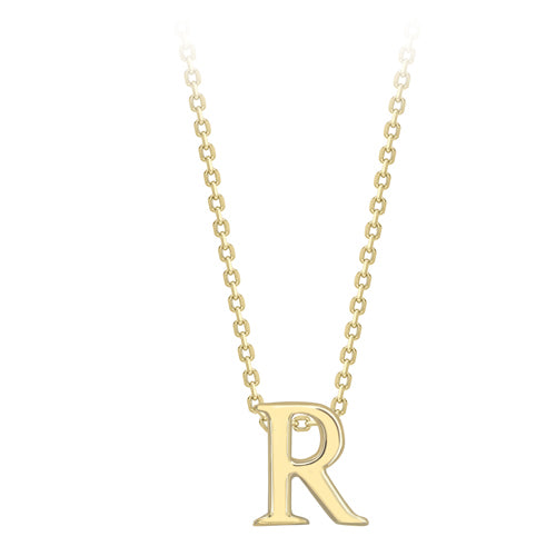 9ct Gold Initial R Pendant Chain Warrenders Jewellers